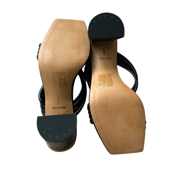 Dolce Vita Abriel sandals black size 7 chunky square toe knot banded detail - Picture 6 of 6